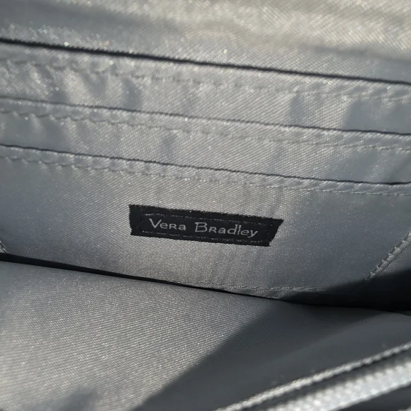 VERA BRADLEY Crossbody RFID Wallet Dark Gray w/Floral Pattern - Picture 6 of 11